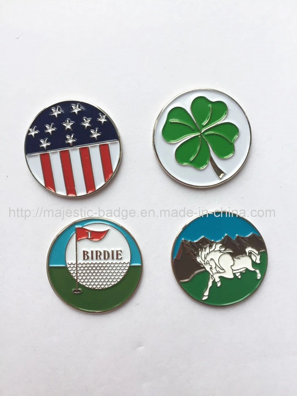 Custom Personalized Iron Material Soft Enamel Silver Plating Golf Ball Marker
