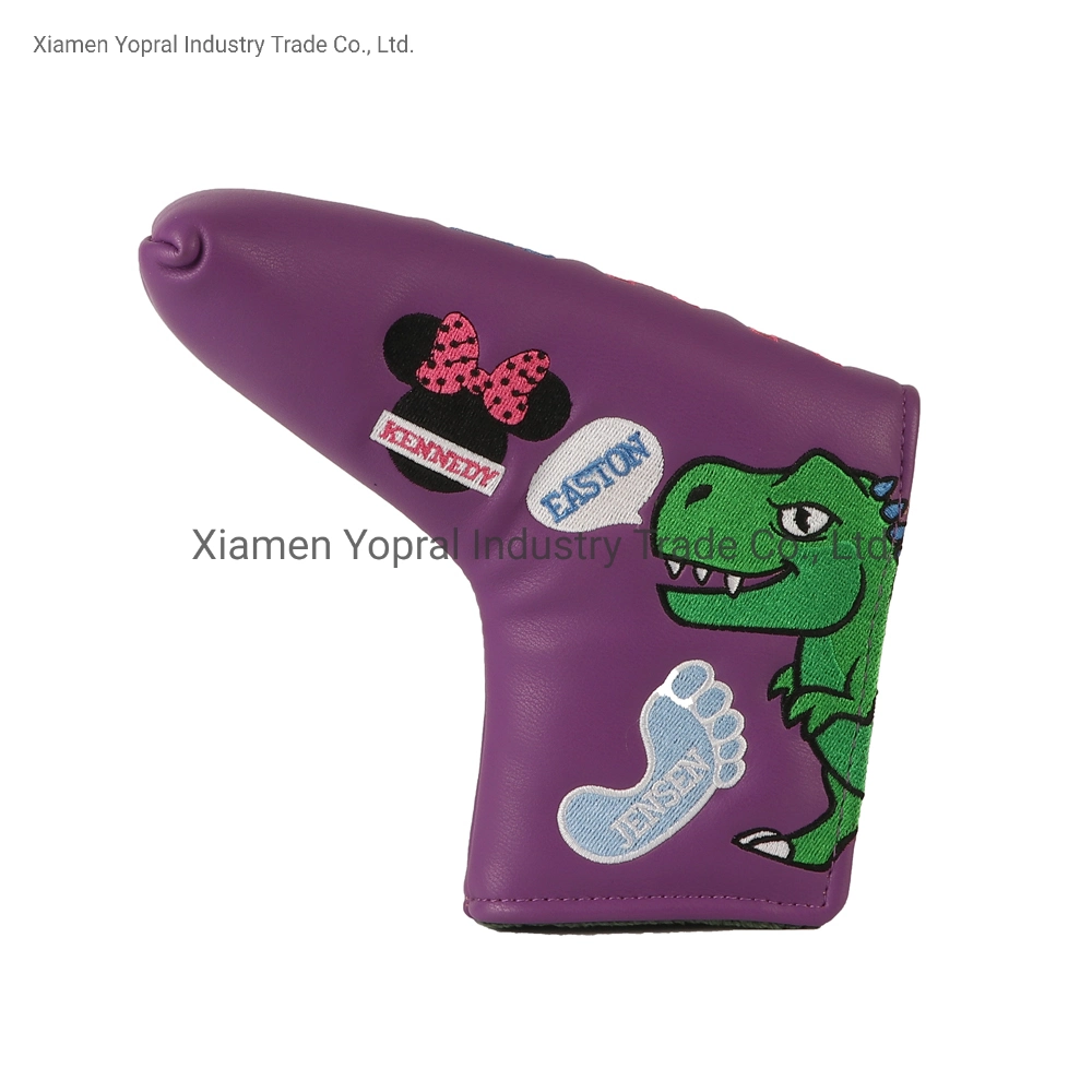 Dinosaur Embroidery Strong Magnet PU Golf Cover for Blade Golf Putter Headcover
