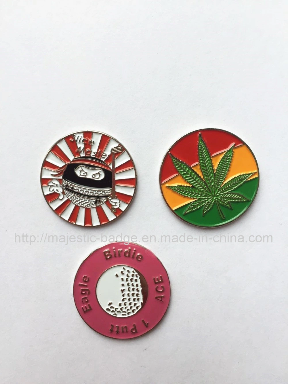 Custom Personalized Iron Material Soft Enamel Silver Plating Golf Ball Marker