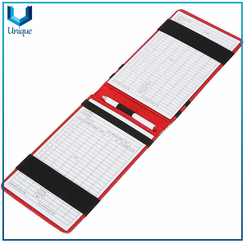 Custom Deisgn Durable Record Golf Game Match Score Synthetic Leather Golf Score Card, PU Golf Score Card Premium Golf Scorecard Holder for Promotional Gifts