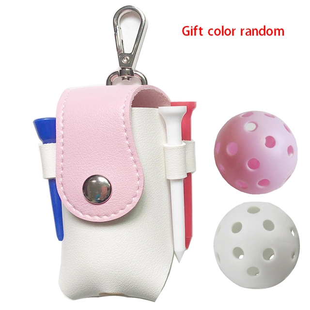 Custom Logo Pink Golf Mini Bag PU Leather with Golf Tees Golf Balls Hang on Waist Golf Belt 2 Colors to Choose Brown Ping Gift