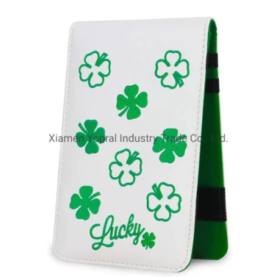 Custom Lucky Clover Logo Water Resist Portable PU Leather Yardage Book Holder Performance Golf Scorecard Holder