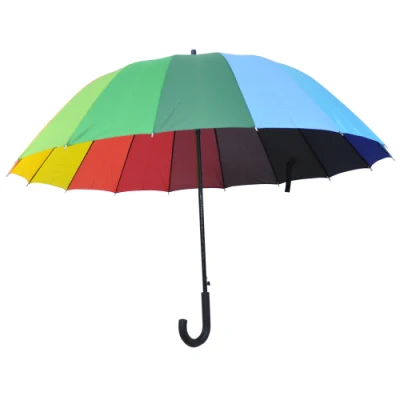 Factory Direct Source Rain Protection Japan Korea Printed Auto Straight Rainbow Umbrella
